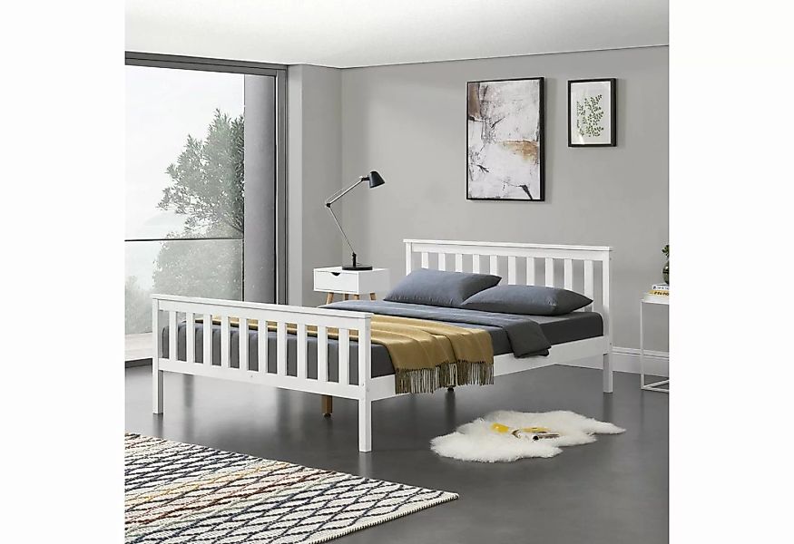 en.casa Massivholzbett, »Visby« mit Lattenrost, in verschiedenen Farben und günstig online kaufen