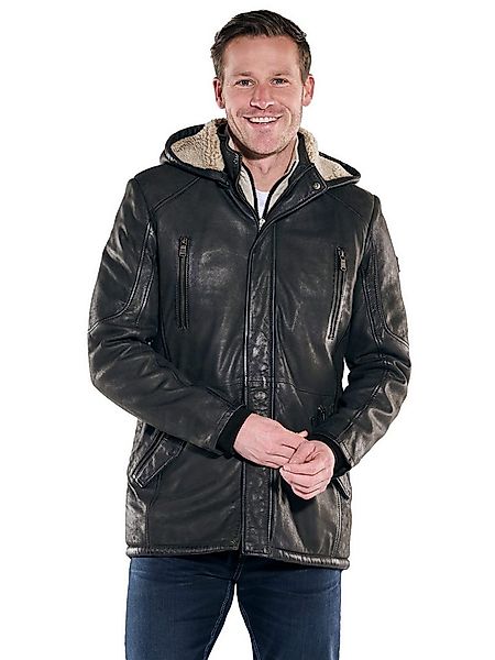 Engbers Lederjacke Herren Lederparka mit Teddyfütterung, Anthrazit günstig online kaufen