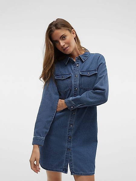 Vero Moda Jeanskleid "VMJENNIE LS SHORT DENIM DRESS GA NOOS" Brusttaschen günstig online kaufen