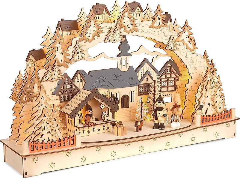 BRUBAKER LED Lichterbogen 3D Schwibbogen - Großes Weihnachtsdorf 2025 - Dek günstig online kaufen