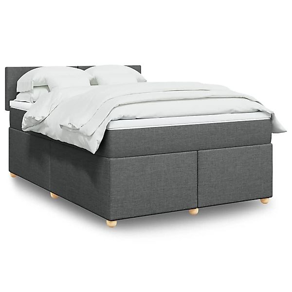 vidaXL Boxspringbett mit Matratze Dunkelgrau 160x200 cm Stoff 3289025 günstig online kaufen