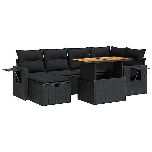 vidaXL 8-Tlg Garten-Sofagarnitur mit Kissen Schwarz Poly Rattan 3328028 günstig online kaufen