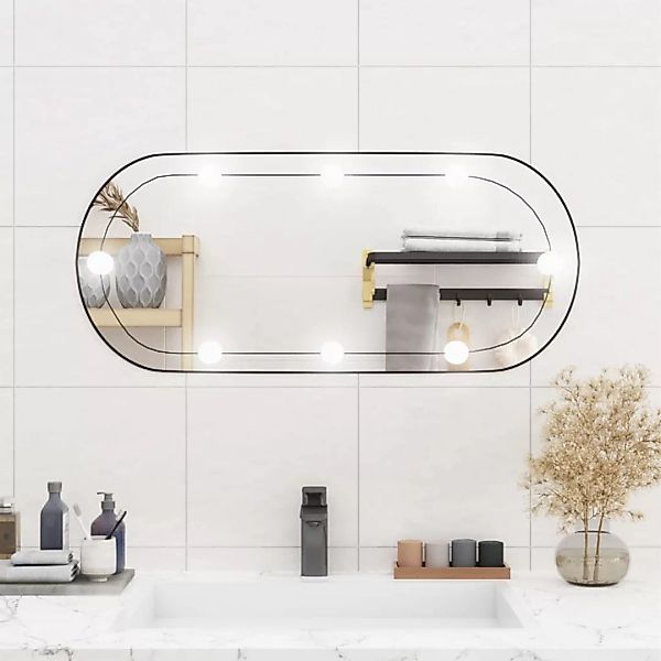 Vidaxl Wandspiegel Mit Led-leuchten 35x80 Cm Glas Oval günstig online kaufen