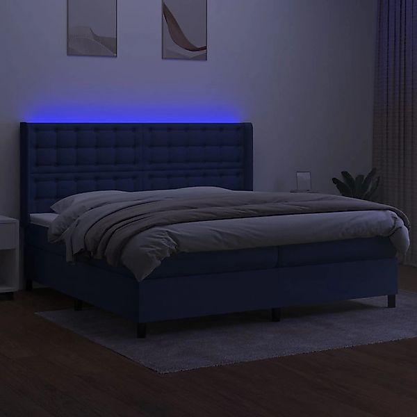 vidaXL Boxspringbett mit Matratze & LED Blau 200x200 cm Stoff 3138667 günstig online kaufen
