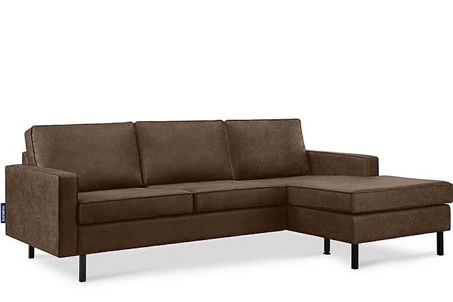 KONSIMO® Ecksofa INVIA Rechtes Ecksofa mit Ottomane, Grundschicht: Echtlede günstig online kaufen