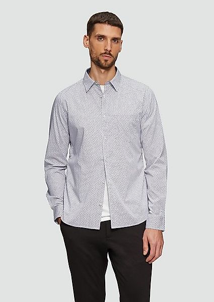 s.Oliver Langarmhemd Slim Fit: Gemustertes Hemd aus Baumwollstretch Artwork günstig online kaufen