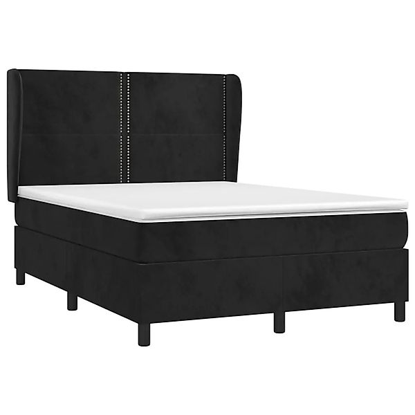 vidaXL Boxspringbett mit Matratze Schwarz 140x200 cm Samt 3129155 günstig online kaufen