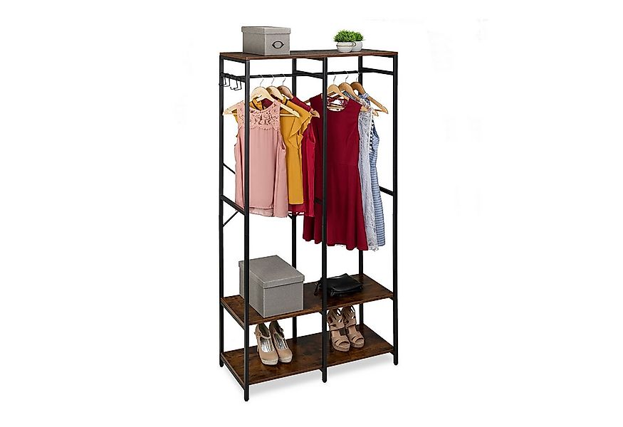 relaxdays Kleiderständer Garderobe offen Kleiderstangen & Ablagen, Schwarz- günstig online kaufen