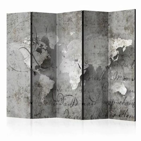 artgeist Paravent Map and letter II [Room Dividers] grau Gr. 225 x 172 günstig online kaufen