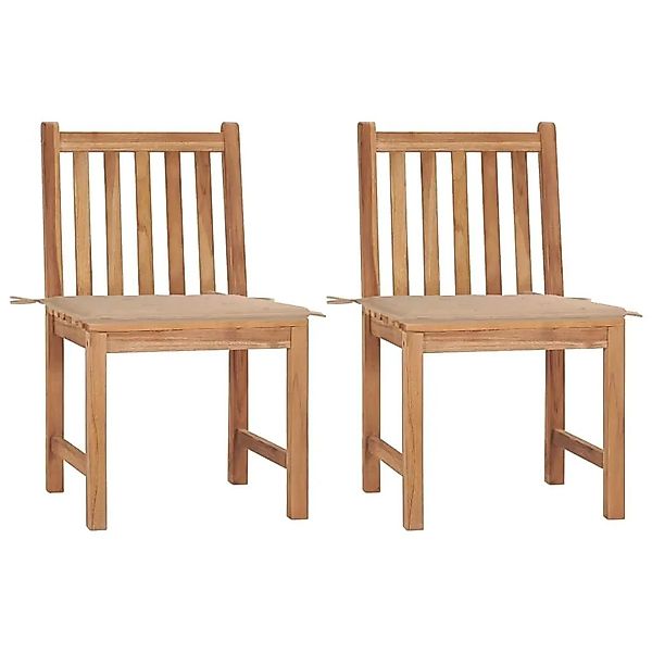 vidaXL Gartenstühle 2 Stk mit Kissen Massivholz Teak 3062919 günstig online kaufen