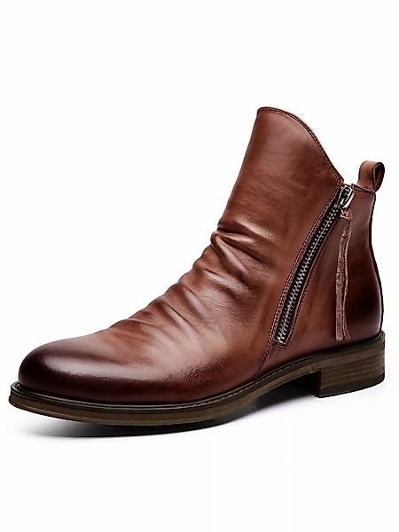 Herren Retro Farbe Leder Anti-Rutsch-Reißverschluss Side Tazzel Schuhe günstig online kaufen