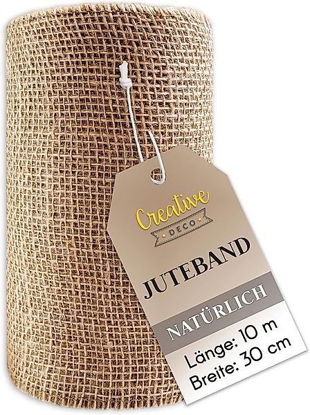 Creative Deco Bastelnaturmaterial Juteband Jute Tischläufer 10 m, Nähte an günstig online kaufen
