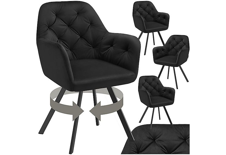 tectake Esszimmerstuhl Drehbarer Samt-Armlehnstuhl Lucia, gepolstert (Set, günstig online kaufen