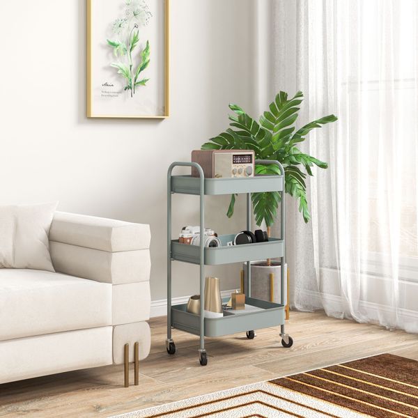 HOMCOM Servierwagen Rollwagen mit 3 Etagen, günstig online kaufen