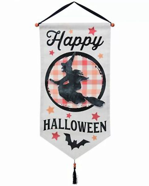 Happy Halloween Hexen Banner als Wanddeko Partydeko schwarz günstig online kaufen