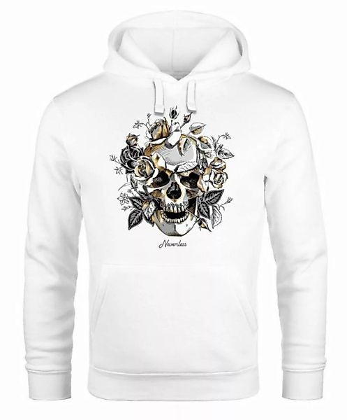 Neverless Hoodie Hoodie Herren Totenkopf Rosen Skull Flower Schädel Kapuzen günstig online kaufen