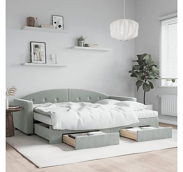 vidaXL Bett, Tagesbett Ausziehbar mit Schubladen Hellgrau 80x200 cm Samt günstig online kaufen