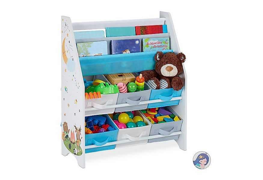 relaxdays Kinderregal mit 6 Boxen & 2 Hängefäch, A günstig online kaufen