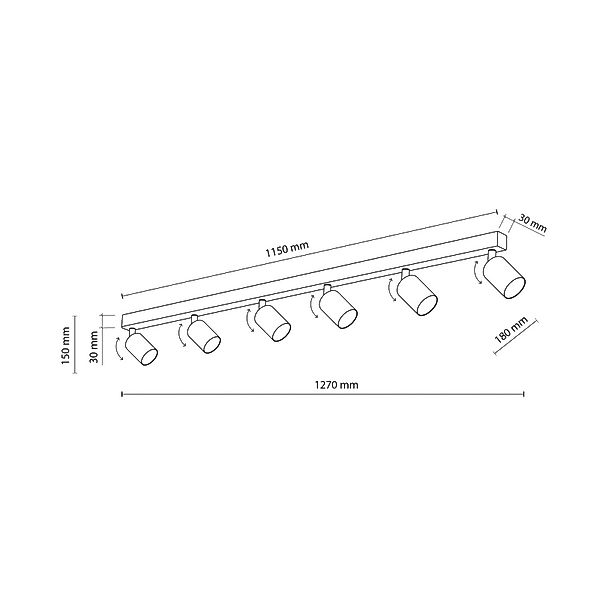 Deckenstrahler Top, weiß, Länge 127 cm, Stahl, 6-flg. günstig online kaufen