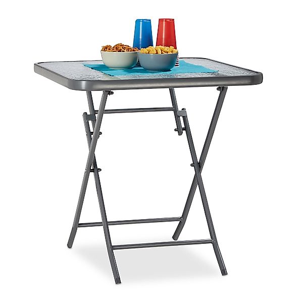 relaxdays Gartentisch Balkontisch klappbar mit Glas günstig online kaufen