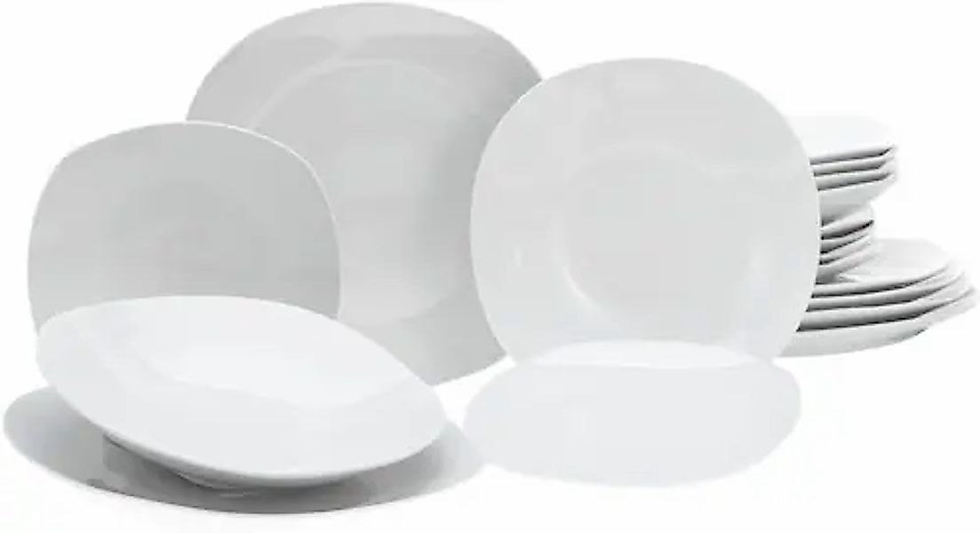CreaTable Teller-Set »Square Weiss« quadratische Form mit abgerundeten Ecke günstig online kaufen