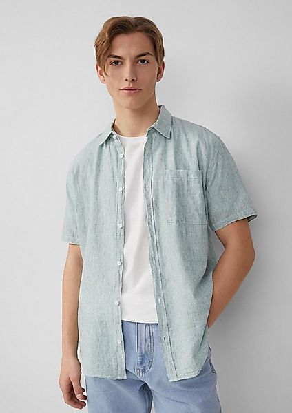 QS Kurzarmhemd Hemd Regular Fit: Meliertes Hemd aus Leinenmix günstig online kaufen