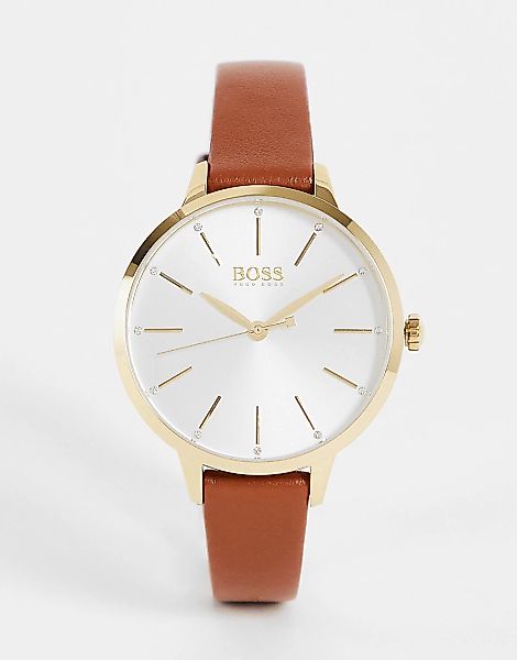 Boss – Armbanduhr für Damen mit Lederarmband in Hellbraun 1502610 günstig online kaufen