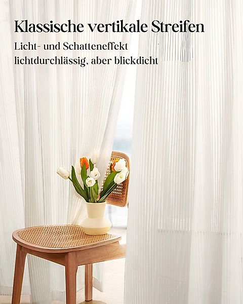 Simloveve Gardine Weiß Längsstreifen klassische Design 2er-Set Vorhänge (2 günstig online kaufen