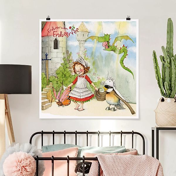 Poster Kinderzimmer - Quadrat Erdbeerinchen Erdbeerfee - Theaterspiel günstig online kaufen