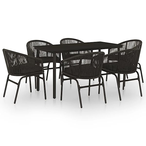 vidaXL 7-Tlg Garten-Essgruppe Schwarz 3099224 günstig online kaufen