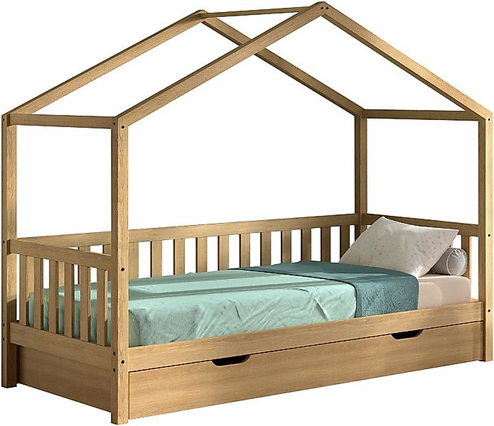 Vipack Hausbett "Dallas aus massiver Eiche, natur geölt in zeitlosem Design günstig online kaufen