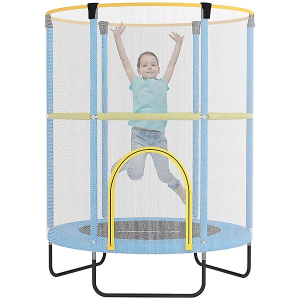 AIYAPLAY Kids Trampoline Stahl Kunststoff Blau Gelb 140L x 140B x 190H cm günstig online kaufen