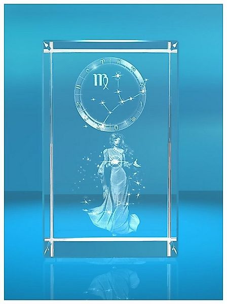 Dekofigur 3D Glasquader I Sternzeichen PRO I Motiv: Jungfrau, Hochwertige G günstig online kaufen