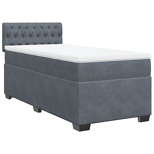 vidaXL Boxspringbett, Boxspringbett mit Matratze Dunkelgrau 90x190 cm Samt günstig online kaufen