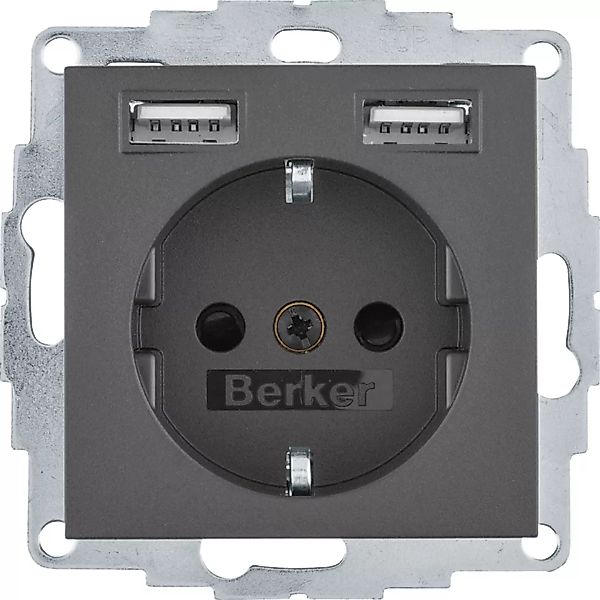 Berker Steckdose SCHUKO/USB B.3, anthrazit mt. 48031606 günstig online kaufen