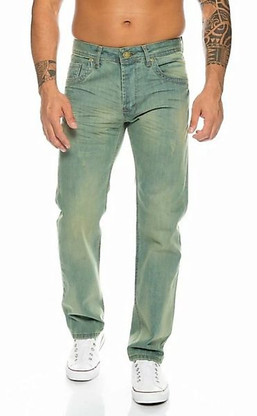 Rock Creek Straight-Jeans Herren Jeans Stonewashed Grün RC-2103B günstig online kaufen