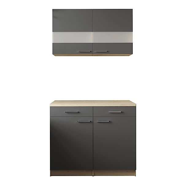 Respekta Küchenmöbel-Set 9 Merle 100 cm Grau günstig online kaufen