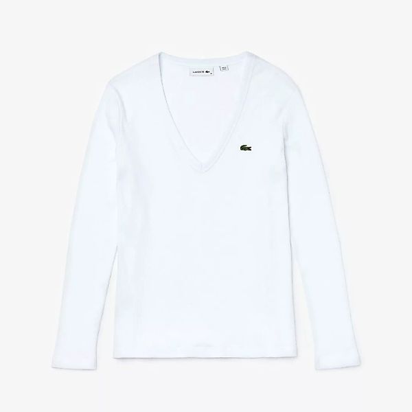 Lacoste V Ribbed Cotton Langarm-t-shirt 4 White günstig online kaufen