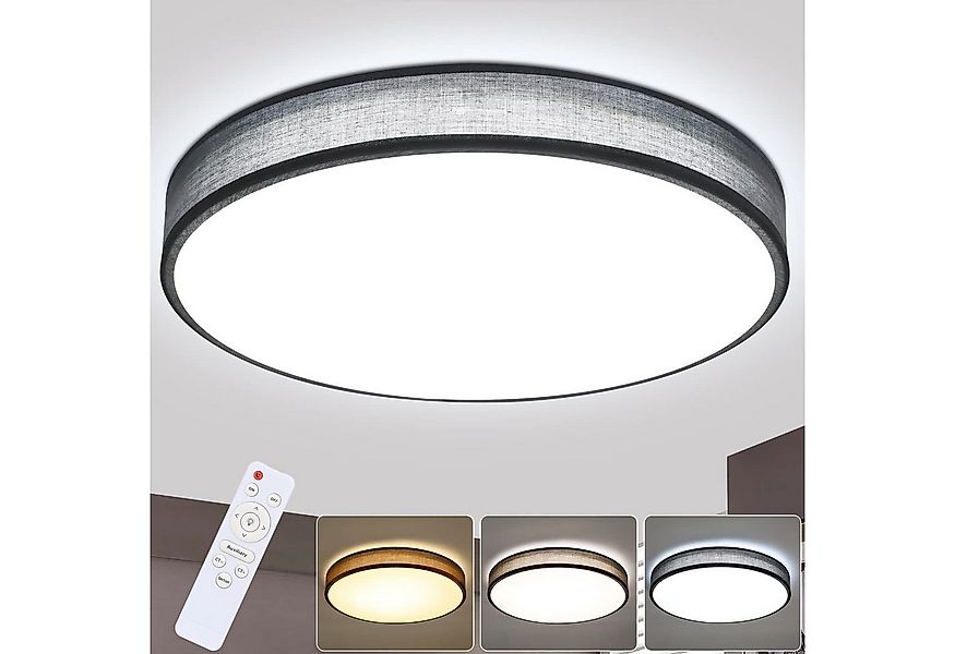 Nettlife LED Deckenleuchte LED Deckenleuchte Φ38cm runder Stoff Dunkelgrau, günstig online kaufen