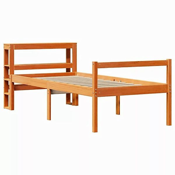 vidaXL Bett Bettgestell mit Kopfteil ohne Matratze Wachsbraun 75x190 cm günstig online kaufen