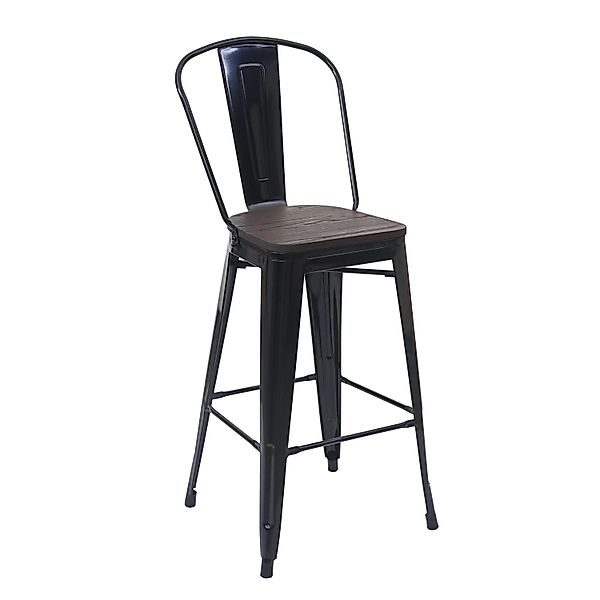 PROREGAL Barhocker Mit Lehne Inkl. Holz-Sitzfläche Sitzhöhe 77cm Metall Ind günstig online kaufen