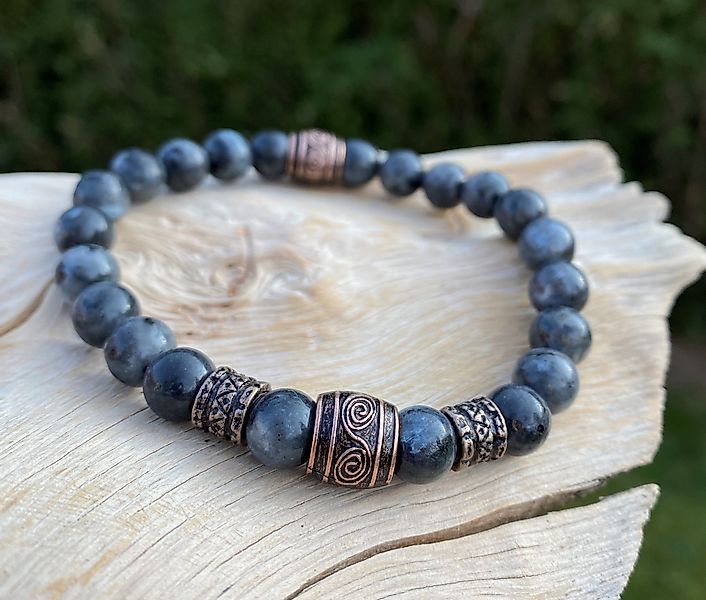 NAHLE Perlenarmband Naturstein Larvikit Wikinger Armband günstig online kaufen