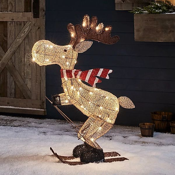 LED Weihnachtsfigur außen Elch auf Skiern günstig online kaufen