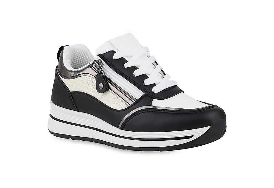 VAN HILL 841660 Plateausneaker Damen Plateau Sneaker Schnürer Zipper Metall günstig online kaufen