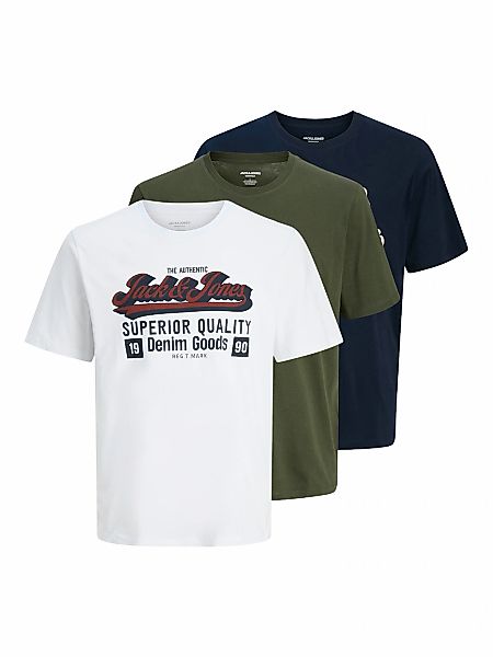Jack & Jones Rundhalsshirt "JJELOGO TEE SS O-NECK 2 COL AW25 3PK MP" Packun günstig online kaufen