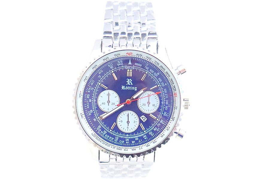 Rötting Design Quarzuhr Herrenuhr Quarz blaues Ziffernblatt in Flieger-Look günstig online kaufen