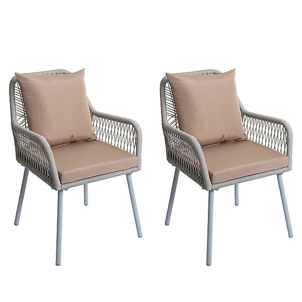 PROREGAL Gartenstuhl 2er-Set 81x54x62cm Sitzhöhe 46cm Outdoor Sitz-/Rückenp günstig online kaufen