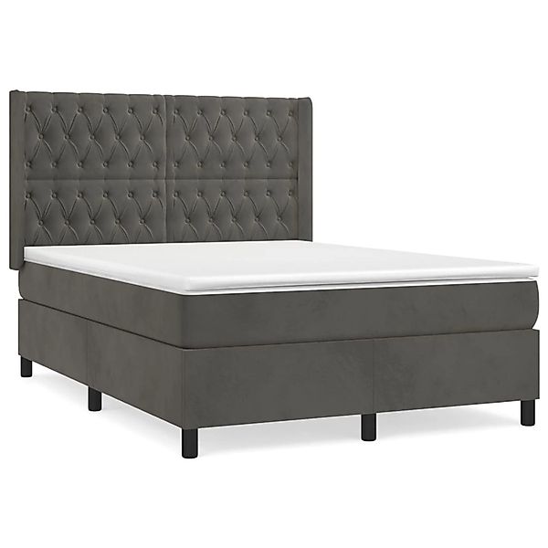 vidaXL Boxspringbett mit Matratze Dunkelgrau 140x200 cm Samt1469812 günstig online kaufen