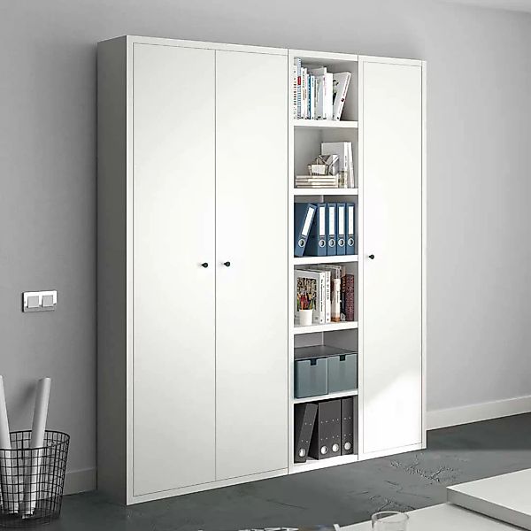 Aktenschrank mit offenen Fächern in Weiß 185 cm breit - 222 cm hoch günstig online kaufen