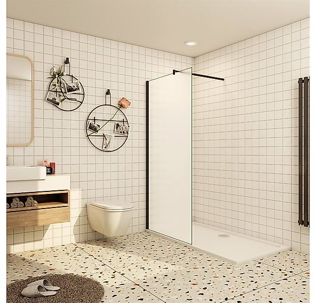 Duschparadies Duschwand 10mm ESG Milchglas Sicherheitsglas Walk in Dusche D günstig online kaufen